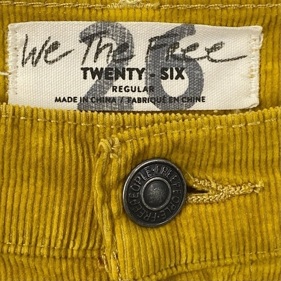 We The Free High Waisted Yellow Skinny Cords with Raw Hem size 26 - Picture 3 of 5